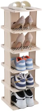 6-Tier Vertical Shoe Rack, Beige