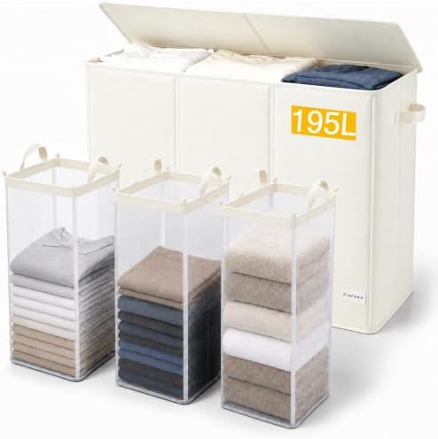 3-Section Laundry Hamper, 195 L