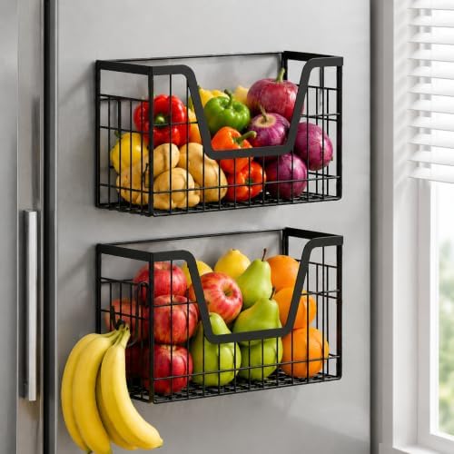 Magnetic Fridge Shelf, Black 2-Pack