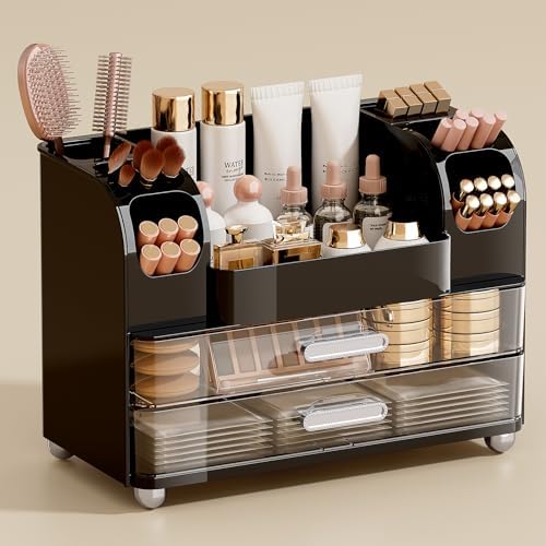Makeup Organizer with 2 Drawers, Black