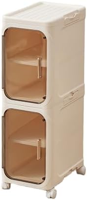 2-Tier Narrow Cabinet with Magnetic Doors