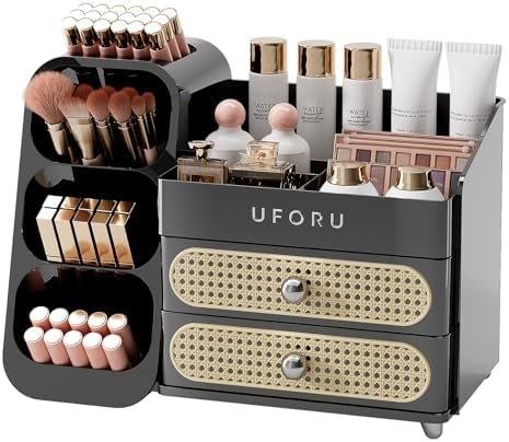 Rattan Makeup Organizer, Black