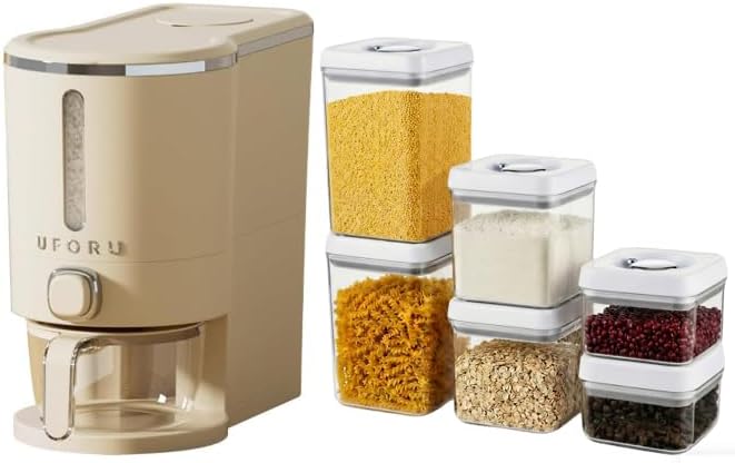 Rice Dispenser, 11 lb, with 6 Containers