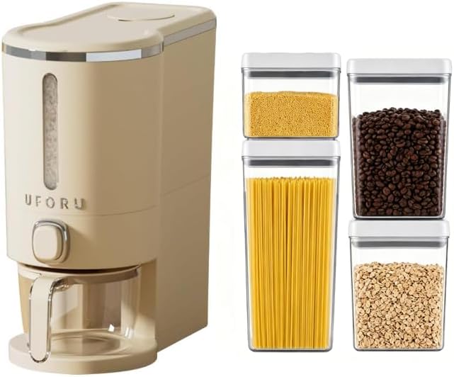 Rice Dispenser, 22 lb, with 4 Containers